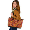 Indigenous Australian Aboriginal Leather Tote Bag Outback Sunset Dance