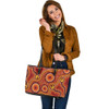 Indigenous Australian Aboriginal Leather Tote Bag Outback Sunset Dance