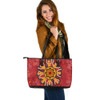 Indigenous Australian Aboriginal Leather Tote Bag Sacred Sun & Ancestral Hands
