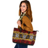 Indigenous Australian Aboriginal Leather Tote Bag Spirit Tracks And Turtle Totems