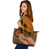 Indigenous Australian Aboriginal Leather Tote Bag Sun Spirit Journey