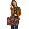 Indigenous Australian Aboriginal Leather Tote Bag Sun Tracks Dreaming Red Earth Edition