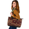 Indigenous Australian Aboriginal Leather Tote Bag Sun Tracks Dreaming Red Earth Edition