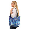 Indigenous Australian Aboriginal Tote Bag Blue Background With Traditional Aboriginal Dot Decoration