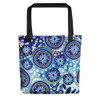 Indigenous Australian Aboriginal Tote Bag Blue Background With Traditional Aboriginal Dot Decoration
