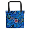 Indigenous Australian Aboriginal Tote Bag Celestial Blue Journey Through Ancestral Echoes