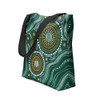 Indigenous Australian Aboriginal Tote Bag Sacred Circles Flow Through Green Spiritland Whisper