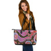 Indigenous Australian Aboriginal Leather Tote Bag Aboriginal Background Featuring Dot Design