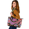 Indigenous Australian Aboriginal Leather Tote Bag Aboriginal Background Featuring Dot Design