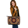 Indigenous Australian Aboriginal Leather Tote Bag Aboriginal Circle Dreaming Radiates Ancestral Power