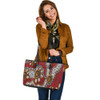 Indigenous Australian Aboriginal Leather Tote Bag Aboriginal Contemporary Dot Painting Inspired