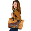 Indigenous Australian Aboriginal Leather Tote Bag Aboriginal Eagles With Dot Painting Pattern