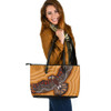 Indigenous Australian Aboriginal Leather Tote Bag Aboriginal Eagles With Dot Painting Pattern