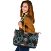 Indigenous Australian Aboriginal Leather Tote Bag Aboriginal Green Dot Patterns Art Painting