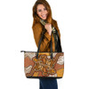 Indigenous Australian Aboriginal Leather Tote Bag Aboriginal Lizards Journey Through Earthwave Paths