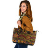 Indigenous Australian Aboriginal Leather Tote Bag Aboriginal Sun Paths And Gathering Circles Flow