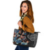 Indigenous Australian Aboriginal Leather Tote Bag Australian Native Floral Seamless Pattern