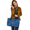 Indigenous Australian Aboriginal Leather Tote Bag Celestial Blue Journey Through Ancestral Echoes