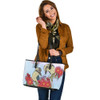 Indigenous Australian Aboriginal Leather Tote Bag Couple Kookaburra With Eucalyptus Flower Art