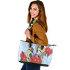 Indigenous Australian Aboriginal Leather Tote Bag Couple Kookaburra With Eucalyptus Flower Art
