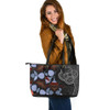 Indigenous Australian Aboriginal Leather Tote Bag Eucalyptus Seamless Pattern In Aboriginal Dot Art