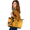 Indigenous Australian Aboriginal Leather Tote Bag Sun Pathway Walkabout