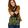 Indigenous Australian Aboriginal Shoulder Handbag Aboriginal Art Style Green Background