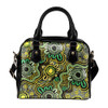 Indigenous Australian Aboriginal Shoulder Handbag Aboriginal Art Style Green Background
