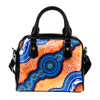 Indigenous Australian Aboriginal Shoulder Handbag Aboriginal Flow Of Rivers And Sunset Dreaming