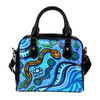 Indigenous Australian Aboriginal Shoulder Handbag Aboriginal Ocean Dreaming Pathways In Blue Flow