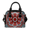 Indigenous Australian Aboriginal Shoulder Handbag Aboriginal Spirit Blossom In Red And Sky Circles