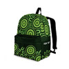 Indigenous Australian Aboriginal Backpack Aboriginal Gathering Dot Art In Deep Forest Green