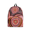Indigenous Australian Aboriginal Backpack Aboriginal Sun Gathering In Pink Red And Ochre Tones