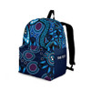 Indigenous Australian Aboriginal Backpack Aboriginal Water Flow And Spirit Seeds In Blue Dreaming