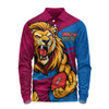Brisbane Lions Long Sleeve Polo Shirt Defend The Pride