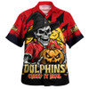 Redcliffe Dolphins Hawaiian Shirt Dark Moon Rugby Halloween Battle Edition