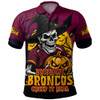Brisbane Broncos Polo Shirt Dark Moon Rugby Halloween Battle Edition