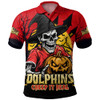 Redcliffe Dolphins Polo Shirt Dark Moon Rugby Halloween Battle Edition
