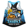 Cronulla-Sutherland Sharks Women Racerback Singlet Dark Moon Rugby Halloween Battle Edition