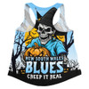 New South Wales Blues Women Racerback Singlet Dark Moon Rugby Halloween Battle Edition