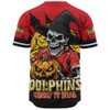 Redcliffe Dolphins Baseball Shirt Dark Moon Rugby Halloween Battle Edition