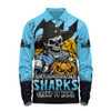 Cronulla-Sutherland Sharks Long Sleeve Polo Shirt Dark Moon Rugby Halloween Battle Edition