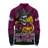Manly Warringah Sea Eagles Long Sleeve Polo Shirt Dark Moon Rugby Halloween Battle Edition