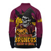 Brisbane Broncos Long Sleeve Polo Shirt Dark Moon Rugby Halloween Battle Edition
