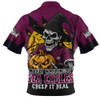 Manly Warringah Sea Eagles Zip Polo Shirt Dark Moon Rugby Halloween Battle Edition