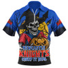 Newcastle Knights Zip Polo Shirt Dark Moon Rugby Halloween Battle Edition