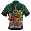 South Sydney Rabbitohs Zip Polo Shirt Dark Moon Rugby Halloween Battle Edition