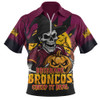 Brisbane Broncos Zip Polo Shirt Dark Moon Rugby Halloween Battle Edition