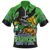 Canberra Raiders Zip Polo Shirt Dark Moon Rugby Halloween Battle Edition
