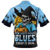 New South Wales Blues Zip Polo Shirt Dark Moon Rugby Halloween Battle Edition